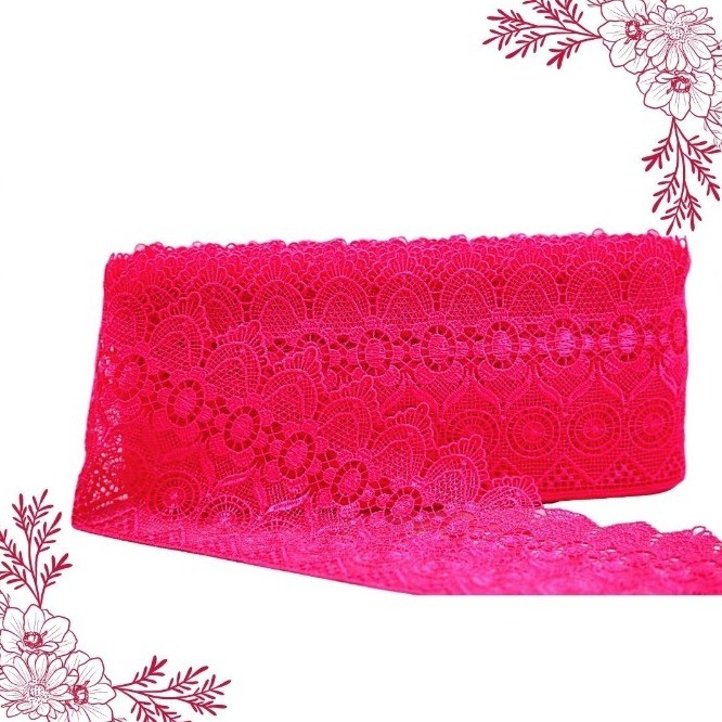 Renda Guipir CHL-582 10.0 Cm -  Rolo C/13.7 Metros Cor:Rosa-Neon