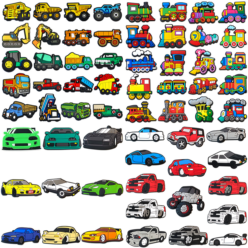 MEIDJ Encantos De Sapato Encantos 64 Trens Automóveis Veículos De Construção Padrão Decorações Acessórios em Oferta na Shopee