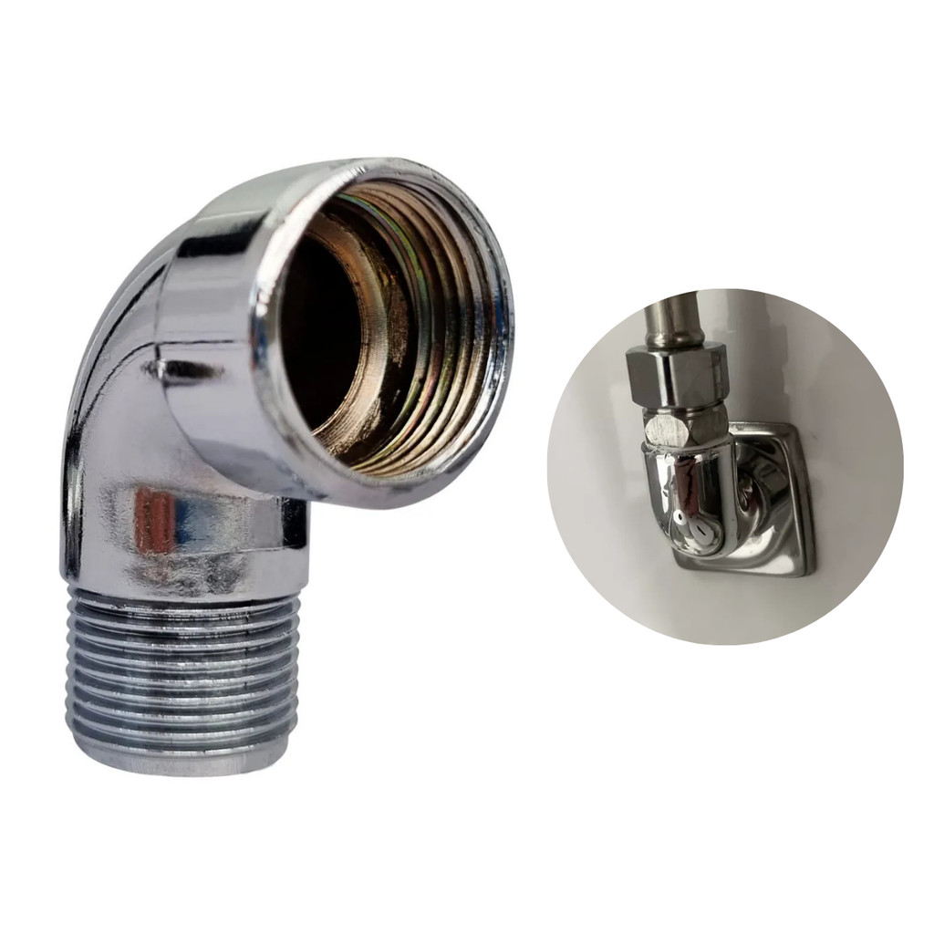 Cotovelo Joelho 90 Macho x Fêmea 1/2 Metal Cromado Garden em Oferta na Shopee