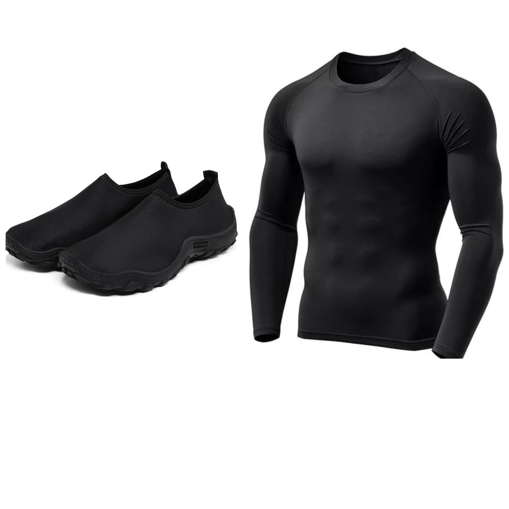 Kit Camisa Pesca Masculina Manga Longa UV Tenis Sapatilha Aquática Hibrido Neoprene Náutica