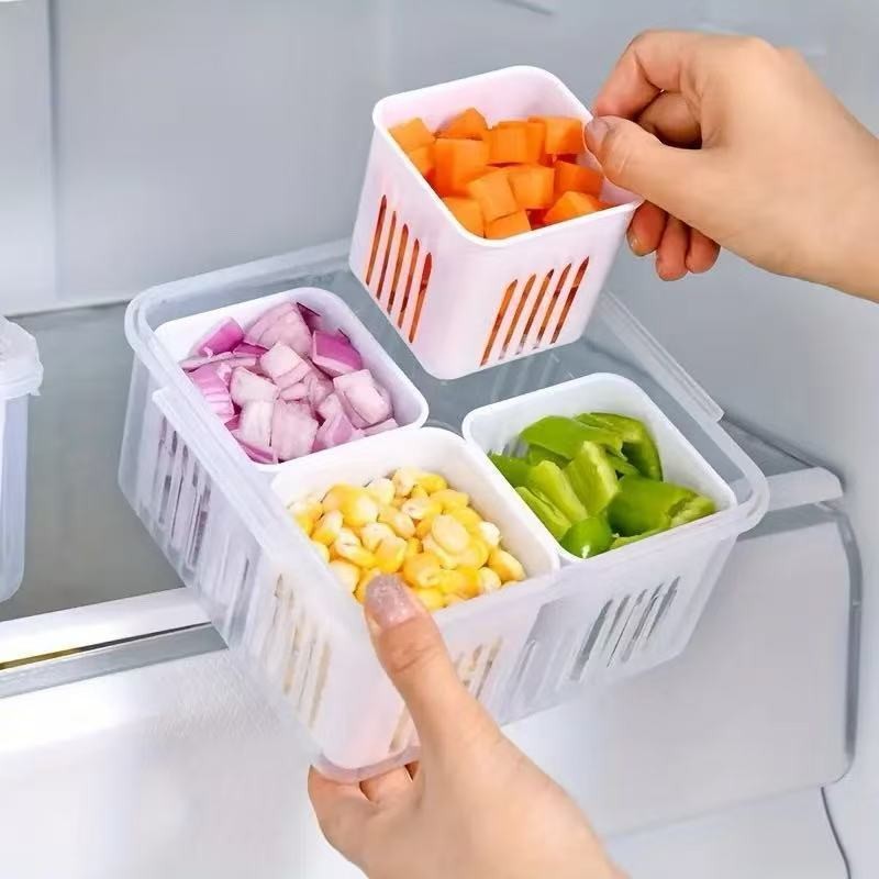 Caixa De Conservação  divisorias De Alho Acrílico Transparente Para Geladeira Doméstica Organizadores De Multi-função