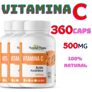 Vitamina C Puríssima 500mg com 120 cápsulas Natural em Oferta na Shopee