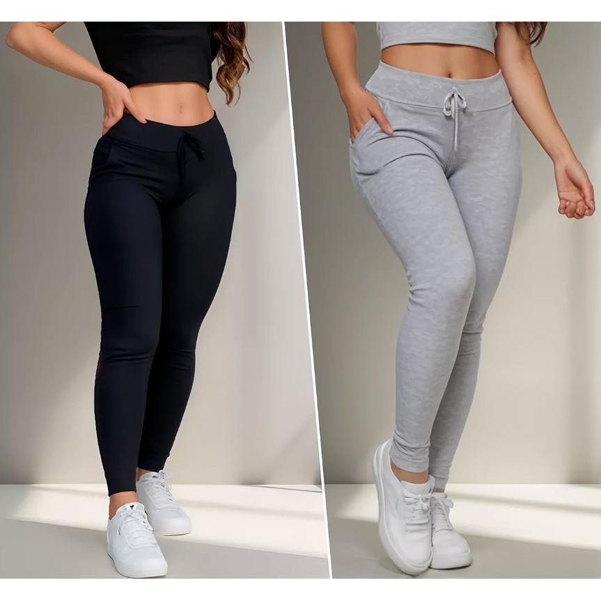 KIT 3 Calça Moletom Jogger Feminina Flanelada Premium Inverno Cós Alto Quentinha Confortável Macia Durável Envio Rápido