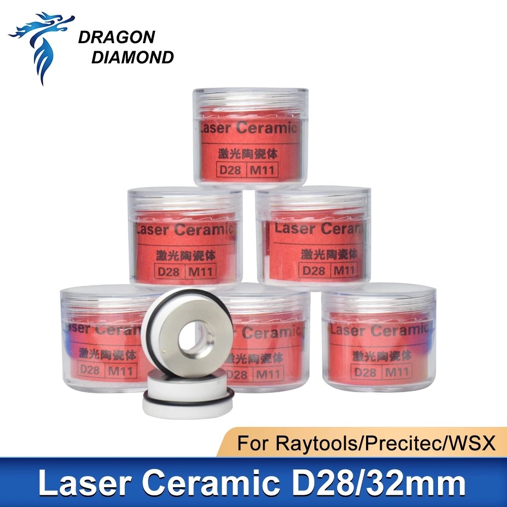 10 Pçs Anel Cerâmico Laser Bicos Titular 28/32mm Para Raytools WSX Precitec HSG HANS DNE Cabeça De Corte A De Fibra