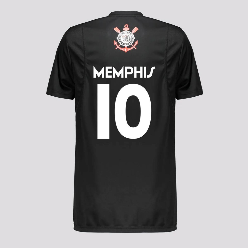 Camisa Corinthians Memphis 10 Logo Infantil Preta