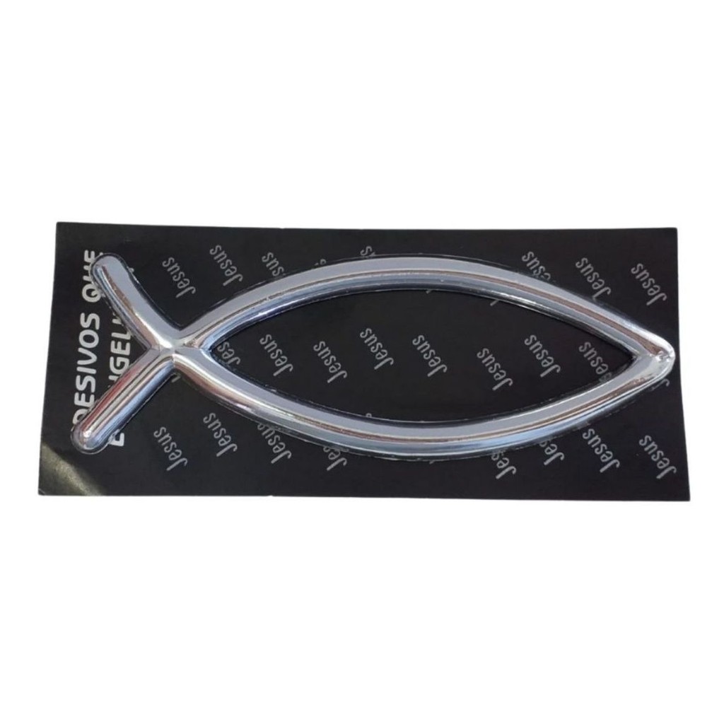 Adesivo Automotivo Cromado Peixe Grande Liso Cristão Evangélico Automóvel Carro Moto Emblema