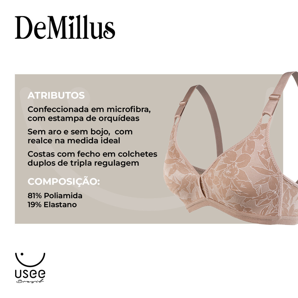 Sutiã Olimpo Anizete DeMillus Adulto Feminino Tecido Macio Sustentação — imagem 2 de 2