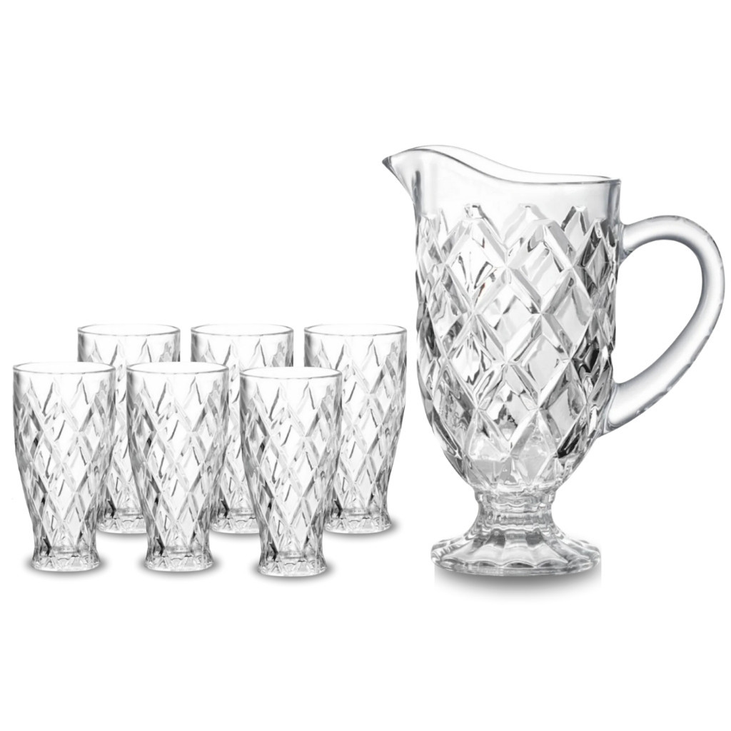 Conjunto De Jarra 1,5L Com 6 Copos 300ml Diamond