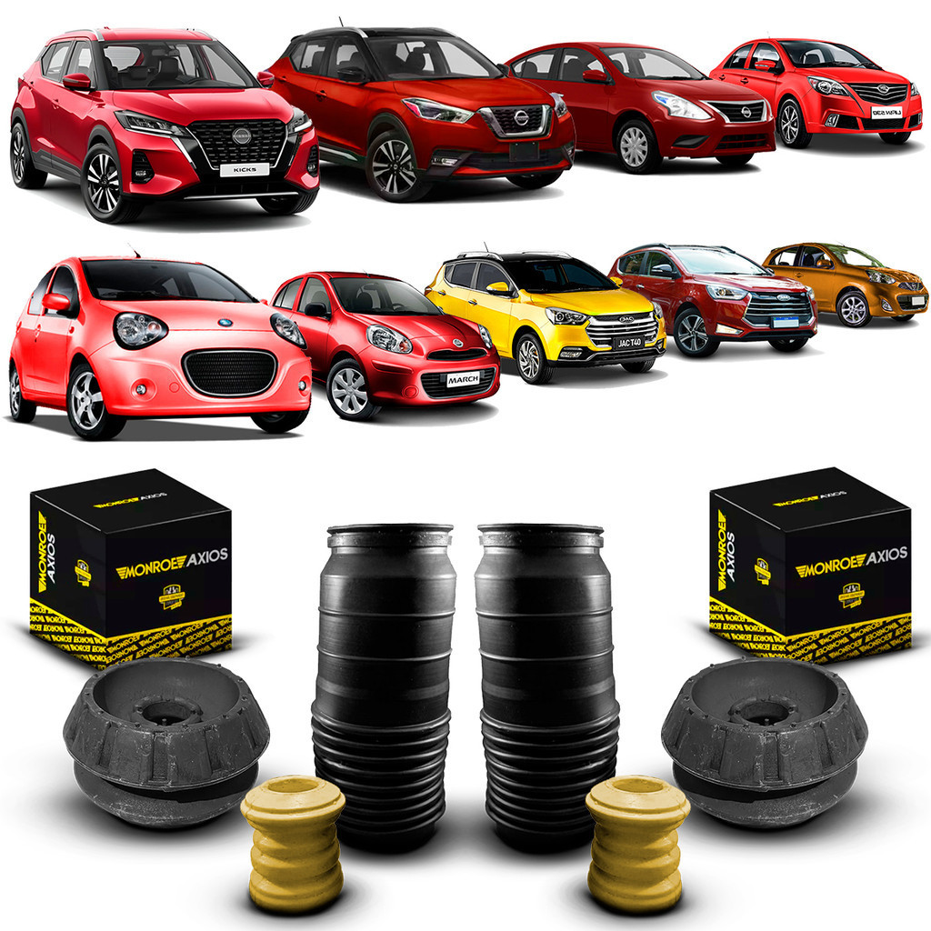 2 Kit Coxim Suporte Batedor Batente Coifa Amortecedor Dianteiro Nissan March Versa Kicks Jac T40 J2 Geely GC2 Lifan 530