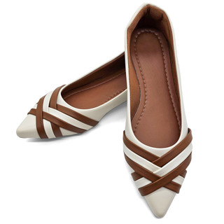 Sapatilha Bico Fino Casual Feminina Moda Confortável Rasteira Elegante Macia Dia a Dia
