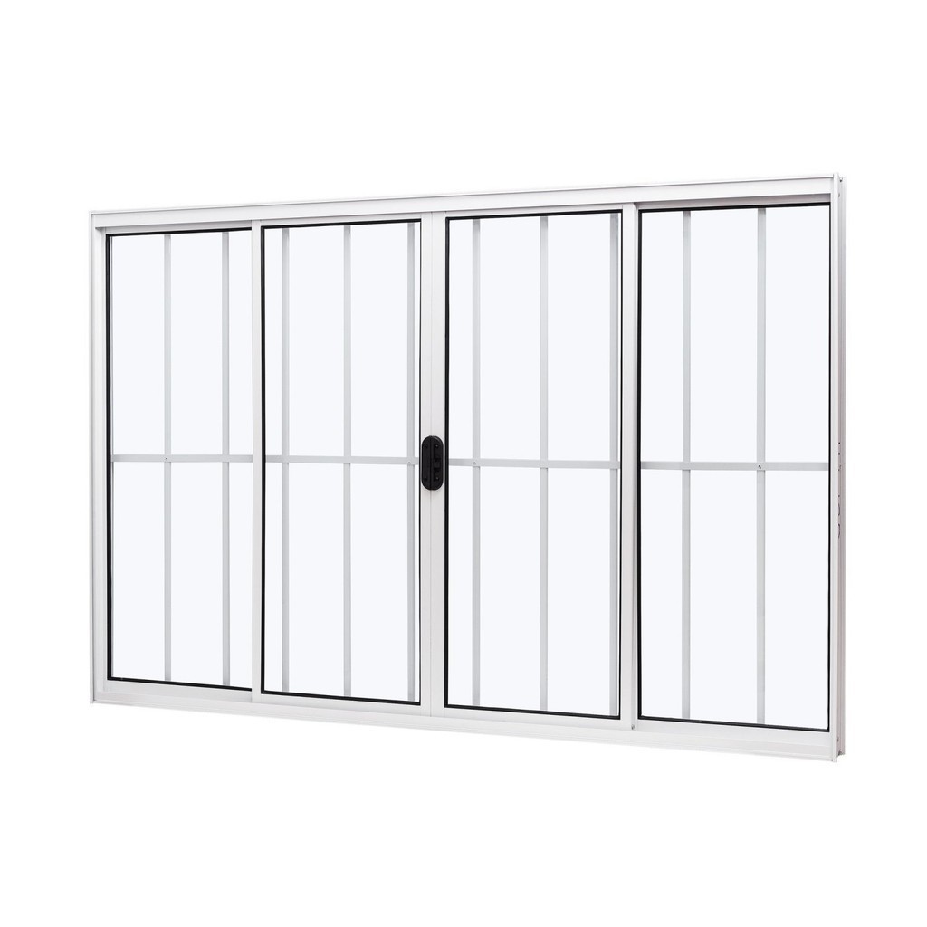 Janela de Aluminio de Correr Central 100x150cm 4 Folhas com Grade e Vidro Liso Ultra Ramassol em Oferta na Shopee
