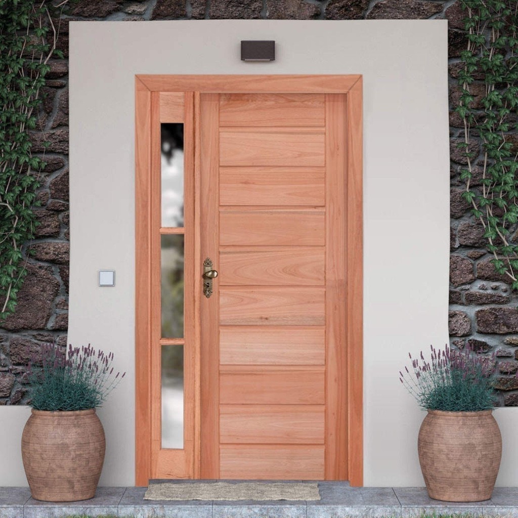 Kit Porta de Madeira Vitrô 110cmx213cmx12cm Pe30 Esel Abertura Direita Direita em Oferta na Shopee