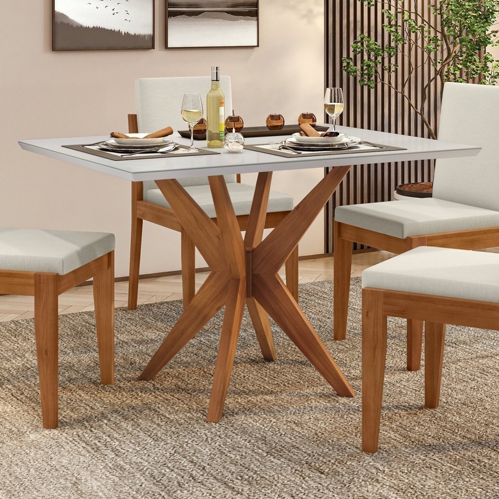 Mesa de Jantar para 4 Lugares 120x90cm Donna em Madeira Maciça 120.5 - Home & Living
