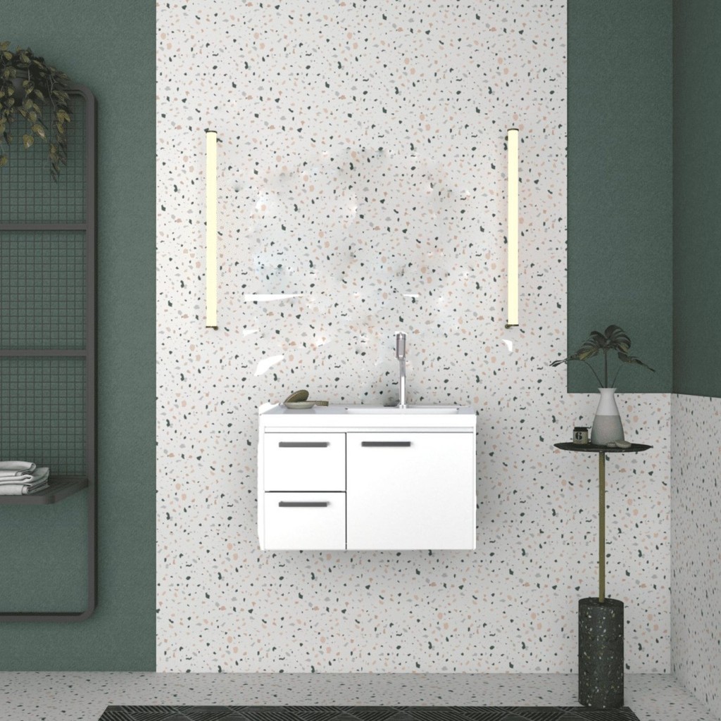 Gabinete Para Banheiro Em Aço 1 Porta 2 Gavetas Roma Branco - Home & Living