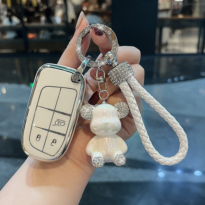 3 Botões TPU Capa Da Caixa Do Chaveiro Remoto Carro Para O Jeep Renegade Compass Grand Cherokee Chrysler 300C Wrangler Dodge Keychain