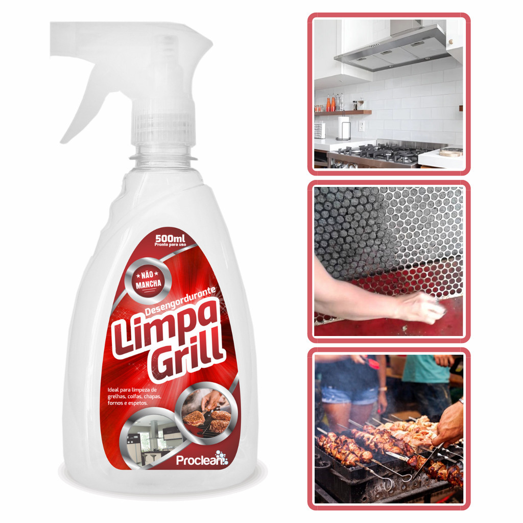 Limpa Grill Grelhas Coifas Chapas Fornos Espetos 500ML