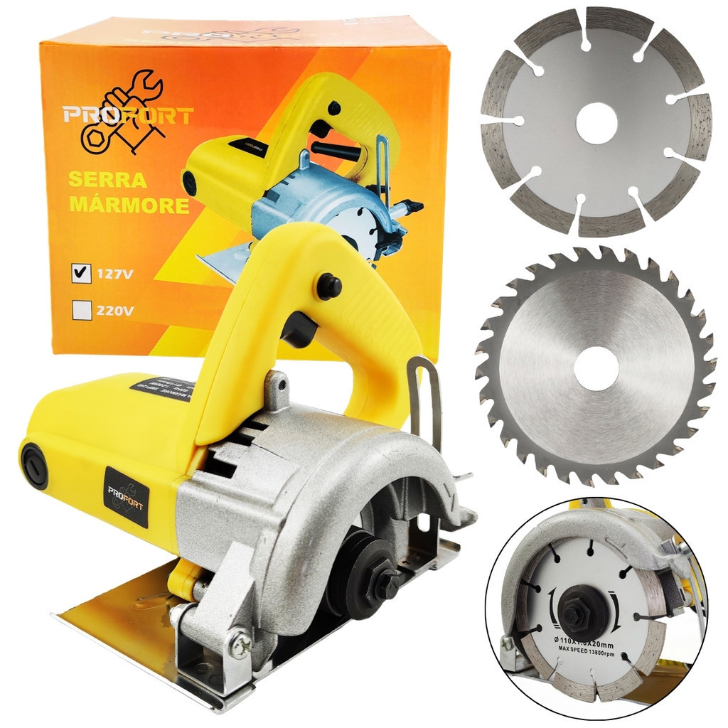 Serra Mármore Tipo Makita 1240W Para Cerâmica, Telhas, Mármore, Concreto Com 2 Discos SMP 1240 Profort