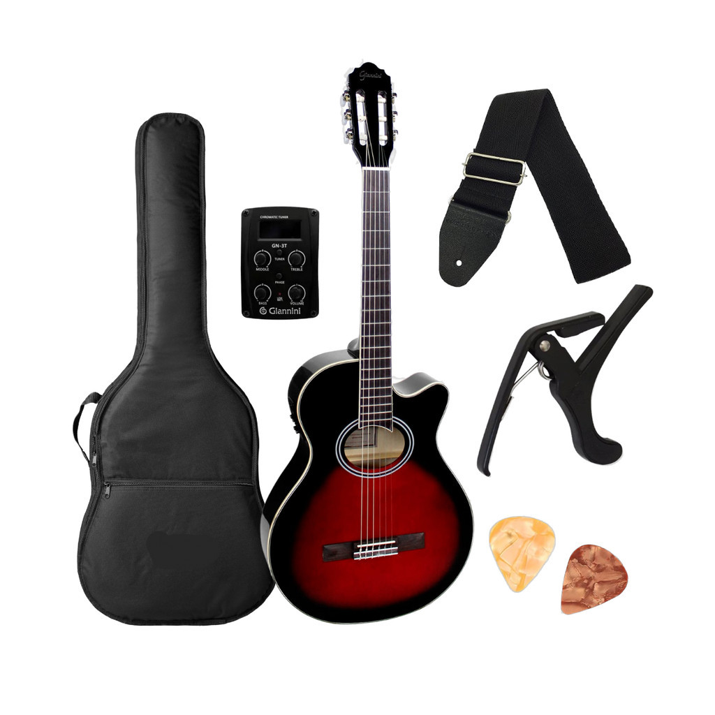 Violão Nylon Eletrico Giannini Performace GNF-1D BRB e acessórios