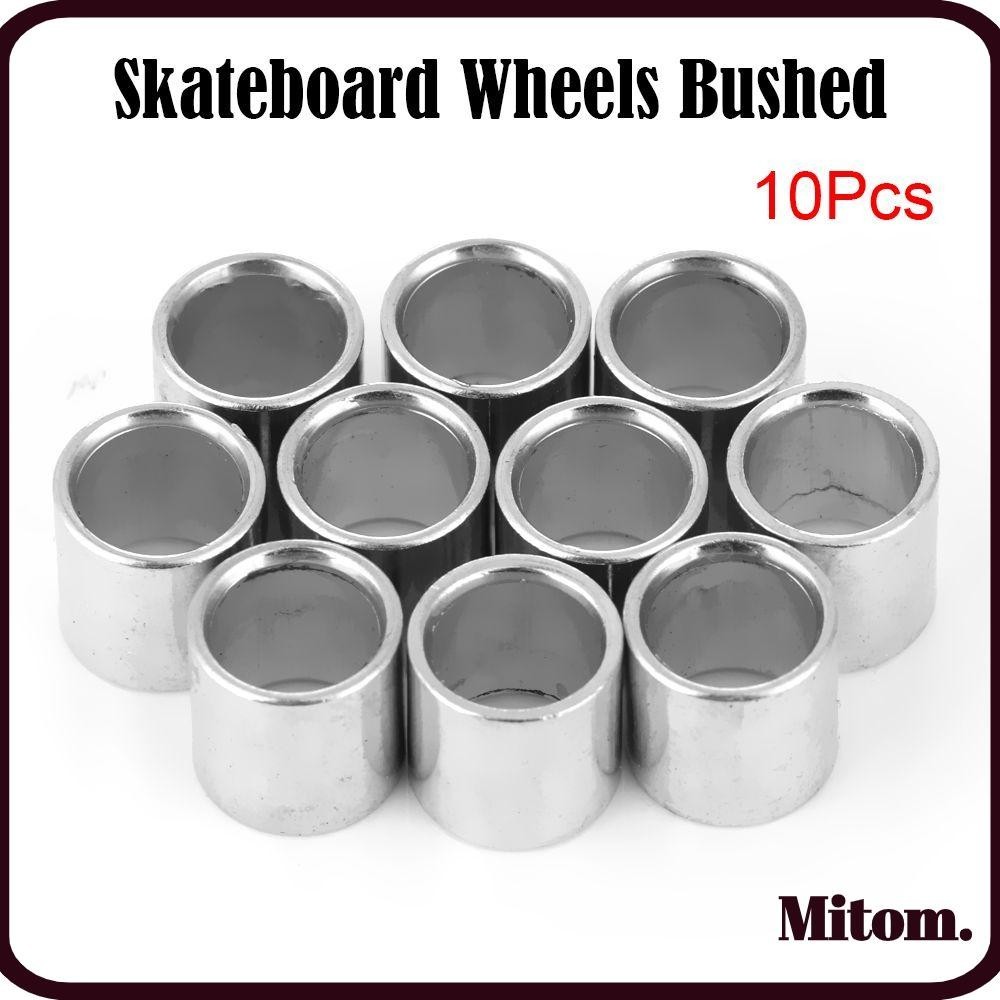 MITOM 10pcs Espaçador De Rolamentos Bushed Bearing Spacer Silver Peças De Patins Esportivos De Exterior Skate Rodas