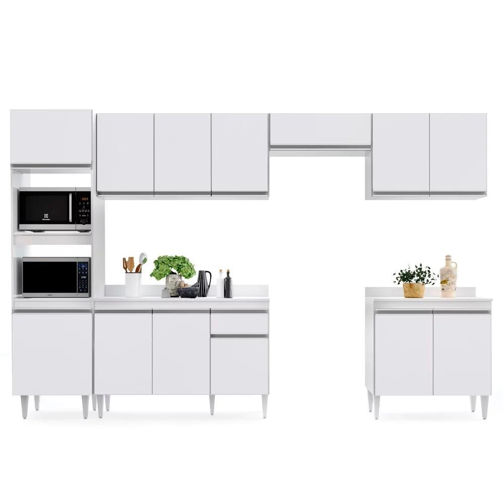 Cozinha Modulada 6 Módulos Composição 8 Branco - Lumil Móveis em Oferta na Shopee