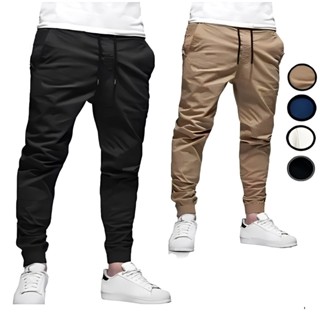 Calça Jogger Masculina Sarja ou jeans 4 bolsos com punho elástico streetwear em Oferta na Shopee