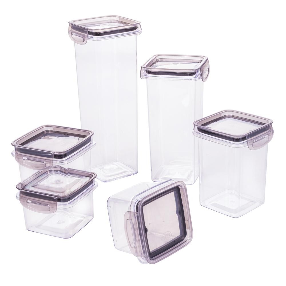 Kit Potes Herméticos Trava Mais Cristal Plasútil 6 Peças - Home & Living