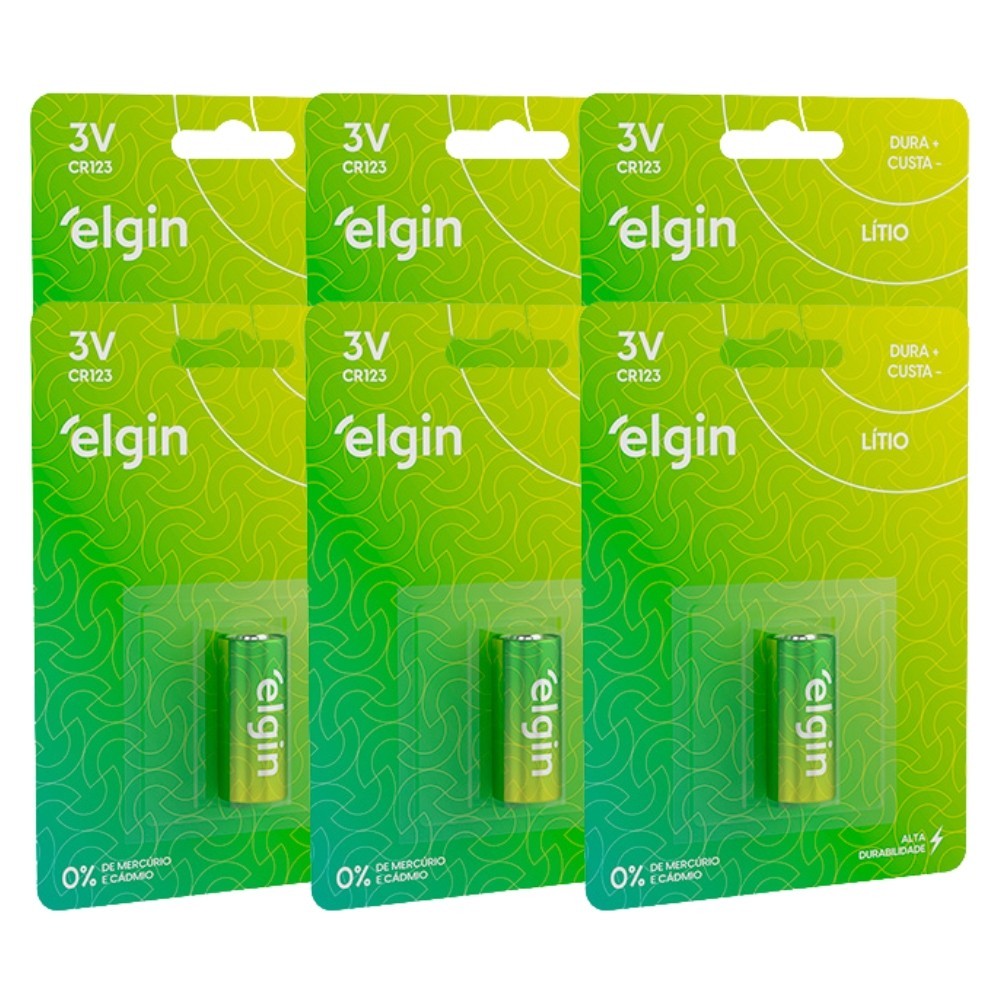 Kit 6 Baterias Pilhas Cr123 3v Sensor Alarme Câmera Elgin em Oferta na Shopee