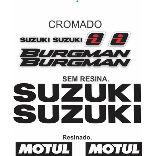 Kit Adesivo Resinado Moto Suzuki Burgman Cromado Preto
