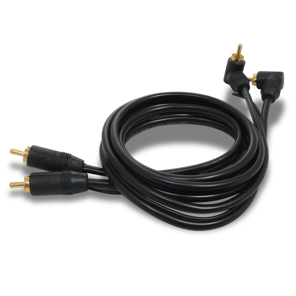 Cabo Rca 1 Metro Technoise Série 100 Pro Conector em L - Preto - Audio