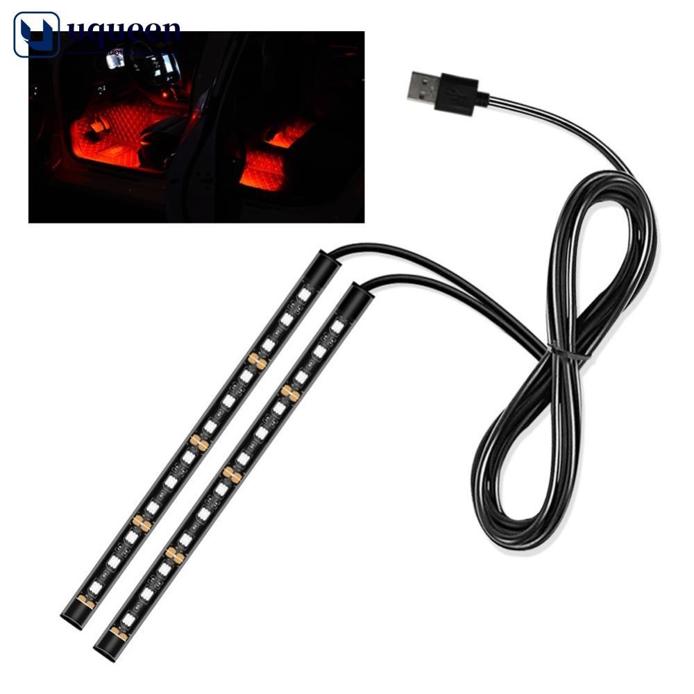 UQ 12V Luz De Fundo Da Atmosfera Interior Do Carro Com LED Ambiente Pé USB 24LED Lâmpada Decorativa Acessórios