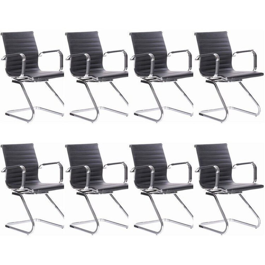 Kit 8 Cadeiras para Escritório Interlocutor Fixa Esteirinha Corino Office Cadeira Interlocutor