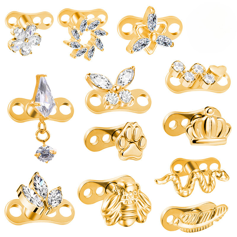 F136 Titanium Helix Labret Piercing Conch Skin Grafting Nail Dermal Anchor Superfície Do Corpo Jóias Zircon Perfuração Esconder Em Cima em Oferta na Shopee