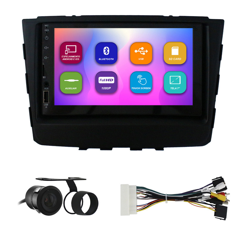 Kit Multimídia 7 Pol Creta 2015 2016 2017 2018 2019 2020 2021 Espelhamento Android Ios 2 Din Preto Camera Ré em Oferta na Shopee