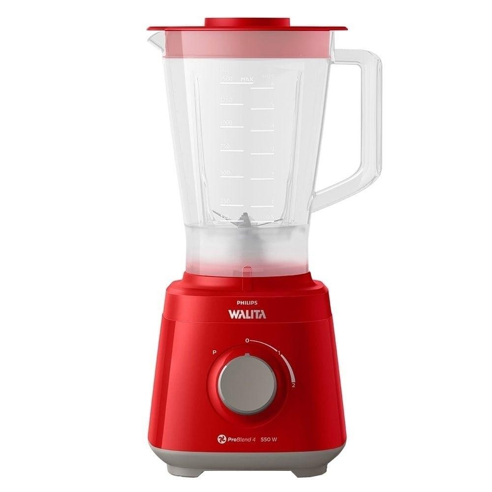 Liquidificador Philips Walita Daily RI2110| Copo de Plástico, 2 Velocidades + Pulsar, 550W, Vermelho