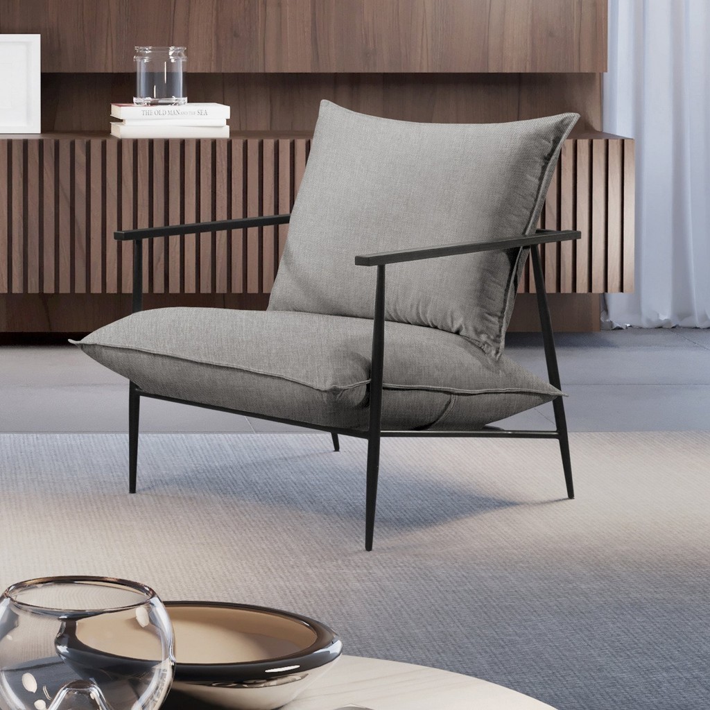 Poltrona Metal Industrial Agatha Luxo Cinza Cinza