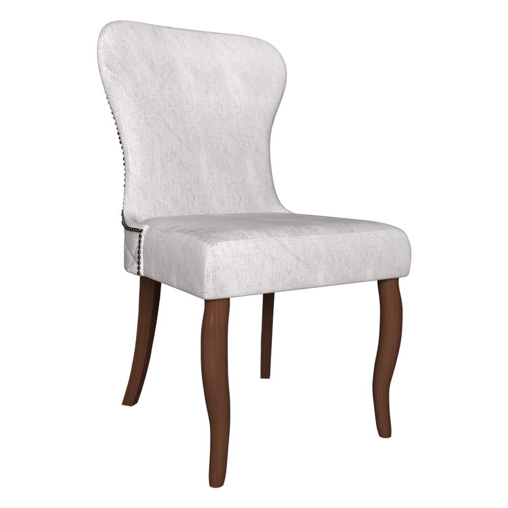 Cadeira Decorativa Sala De Jantar Duque Madeira Linho Cinza G48 - Gran Belo