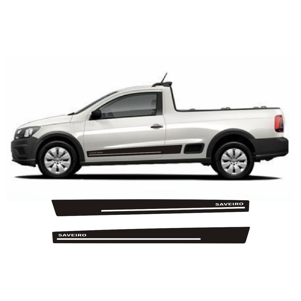 Adesivo Lateral VW Saveiro G5 G6 G7 Com Apoia Pé Faixa Colante Fita Adesiva Picape Pick-up Tuning