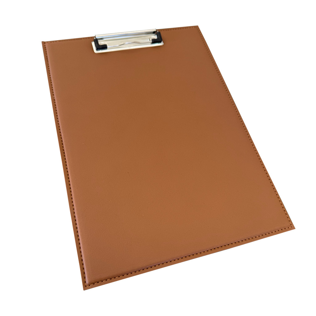Prancheta para Escritório Tamanho A4 em Couro Sintético Caramelo em Oferta na Shopee