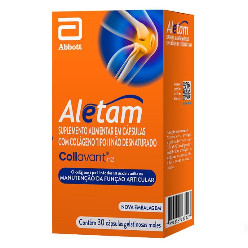 Suplemento Alimentar Aletam Colágeno Tipo II 30 Cápsulas Gelatinosas Moles - Health