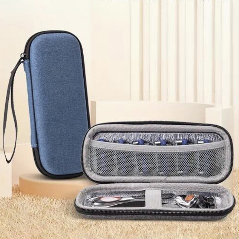 Caixa De Armazenamento De Barbeador Retrô Cinza EVA Shaver Manual Bolsa Universal