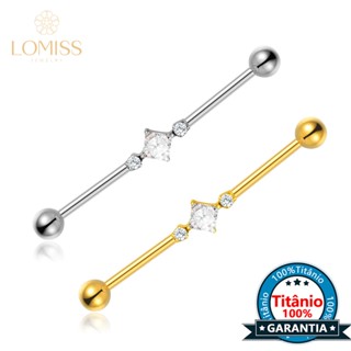 Piercing Transversal Titânio Losango Zircônia Cravejada em Oferta na Shopee