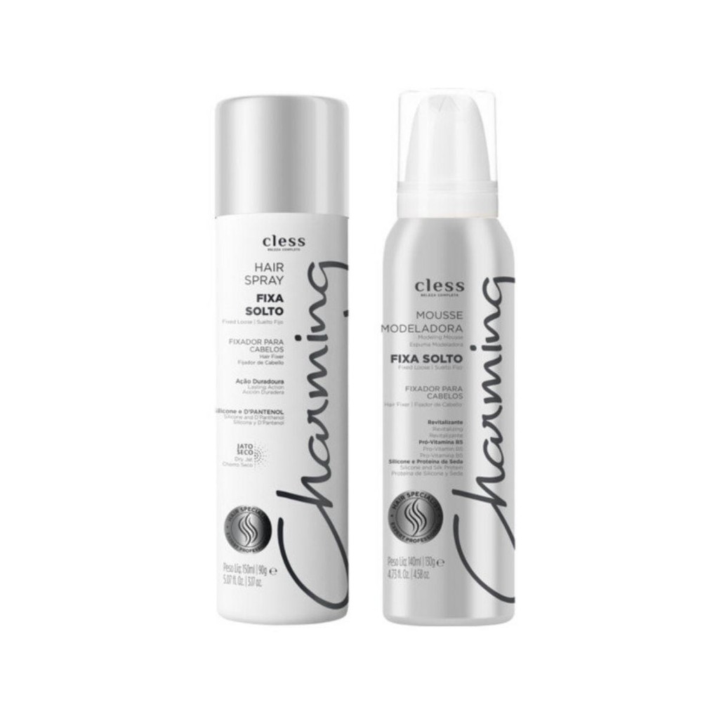 Kit Charming Normal Fixa Solto 2pc (Spray 150ml + Mousse 140ml) em Oferta na Shopee