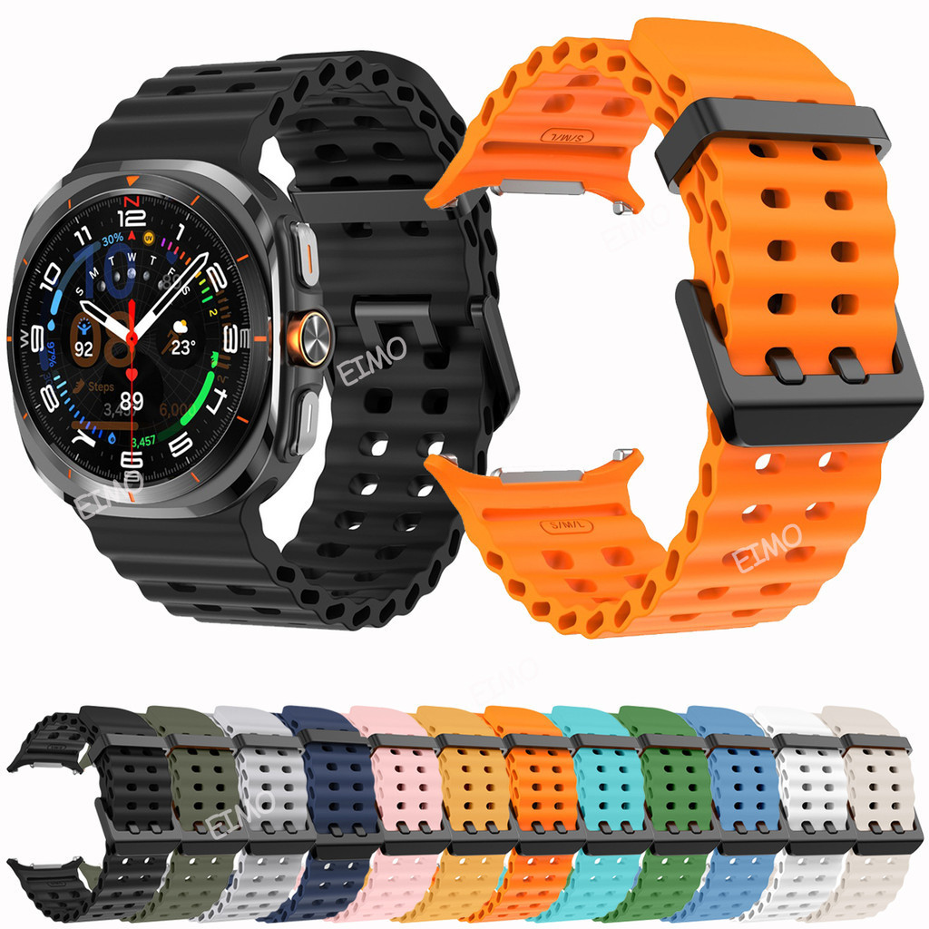 Pulseira de Silicone Para Samsung Galaxy Watch 7 Ultra 47mm Ocean Doble Botonadura em Oferta na Shopee