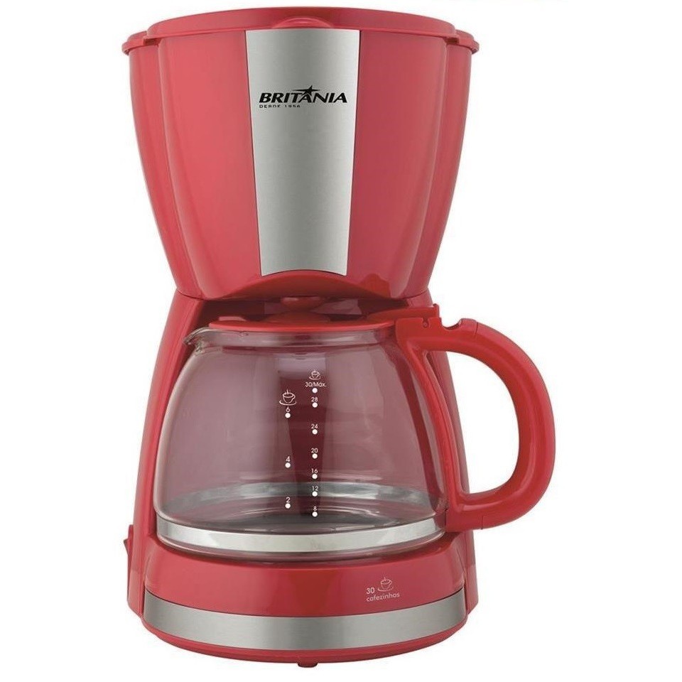 CAFETEIRA BRITANIA FAZ 30 XICARAS 800W C/ PORTA FILTRO vermelho 127V