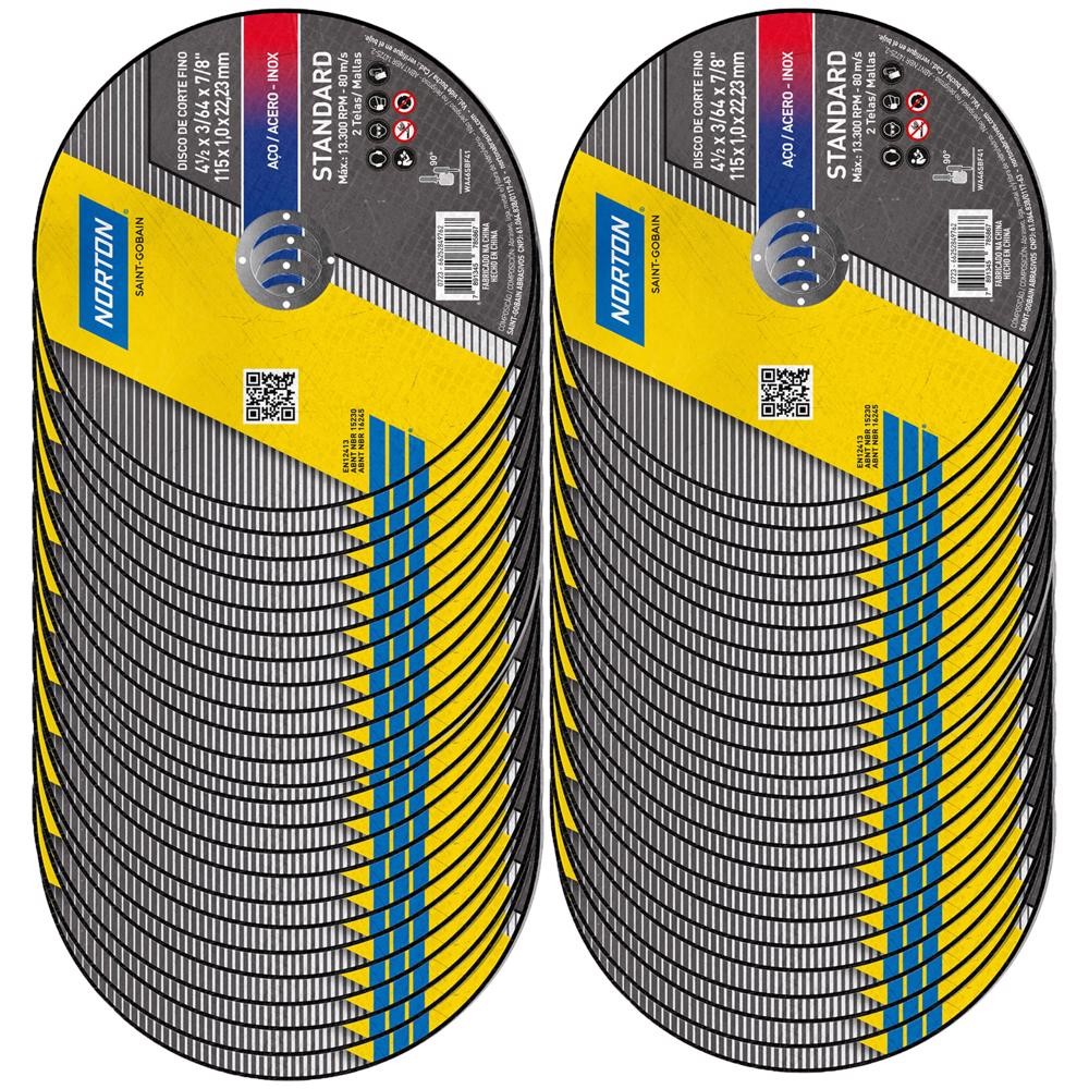 Disco de Corte 4 x 1/2POL x 1MM Standard 48 Unidades NORTON em Oferta na Shopee