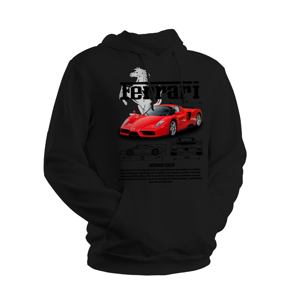 Blusa Moletom Canguru Streetwear Unissex Flanelado Capuz E Bolso Estampa Carro Ferrari