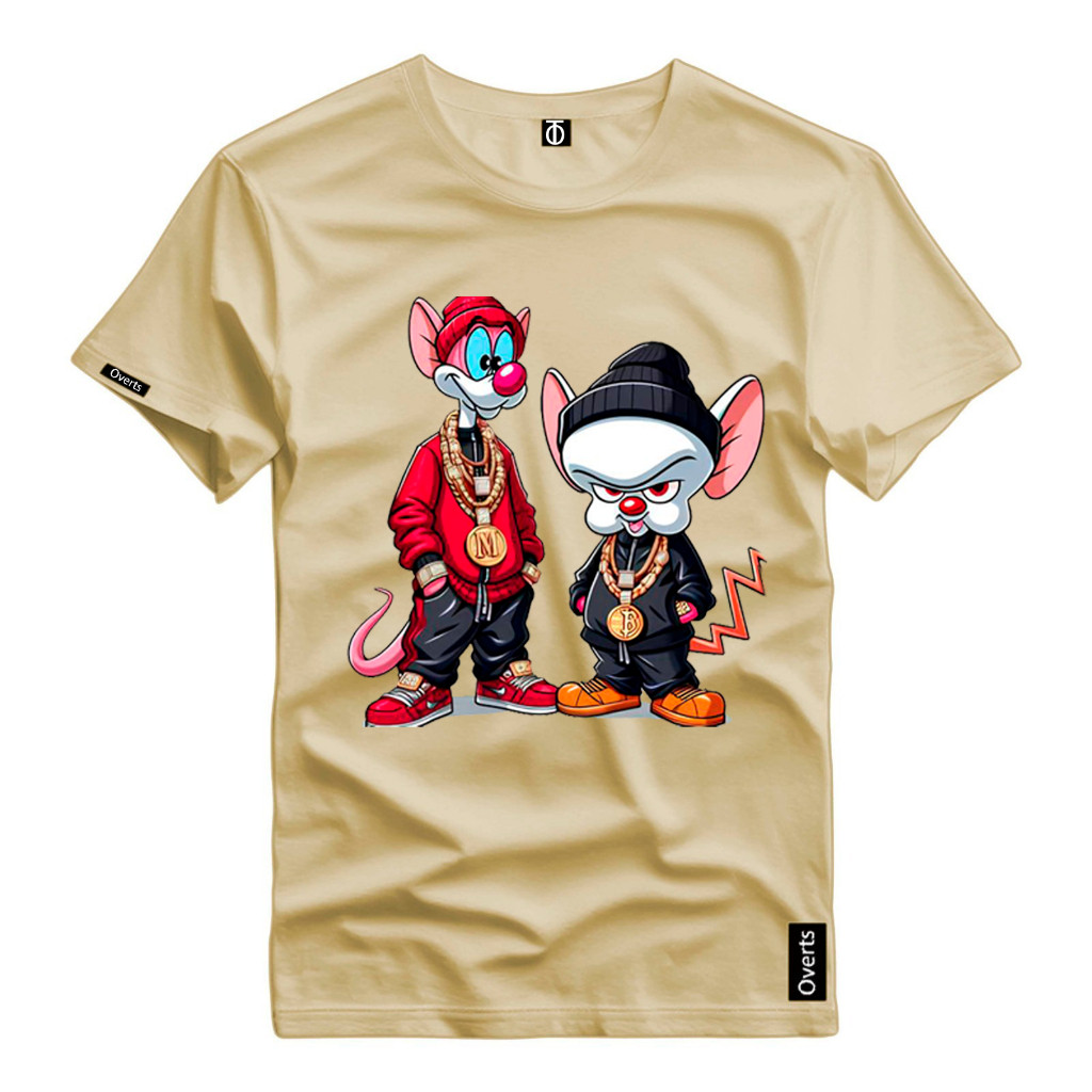 Camiseta Masculina Personalizada Pink e Cérebro Ratos Desenho -026 Camisa Estampada 100% Algodao Top