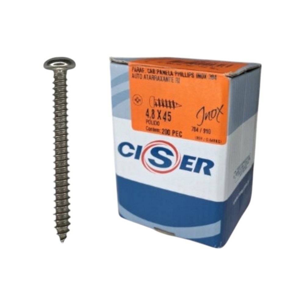 Parafuso Inox AAT Panela Phillips 4.8X45 Phillips  Caixa 200 PCS