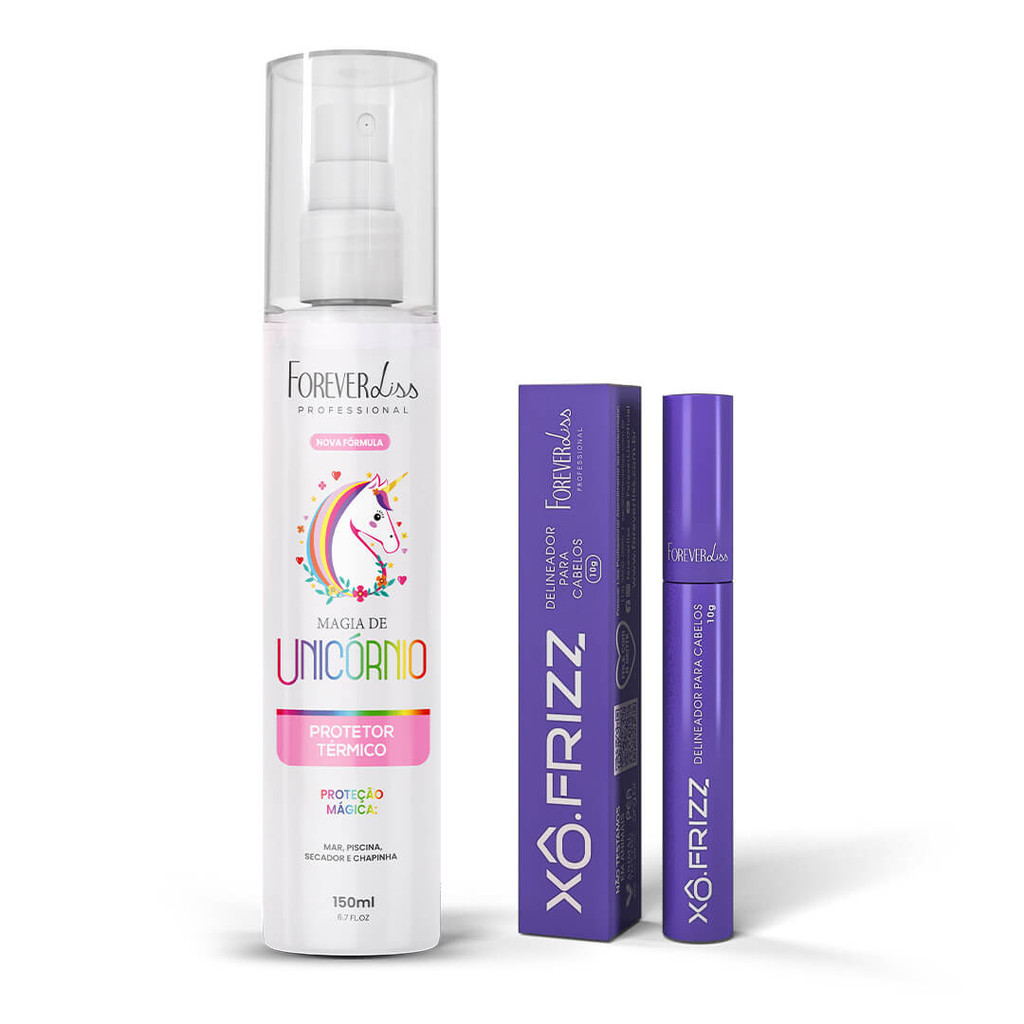 Kit Magia de Unicórnio e Modelador Xô Frizz Forever Liss