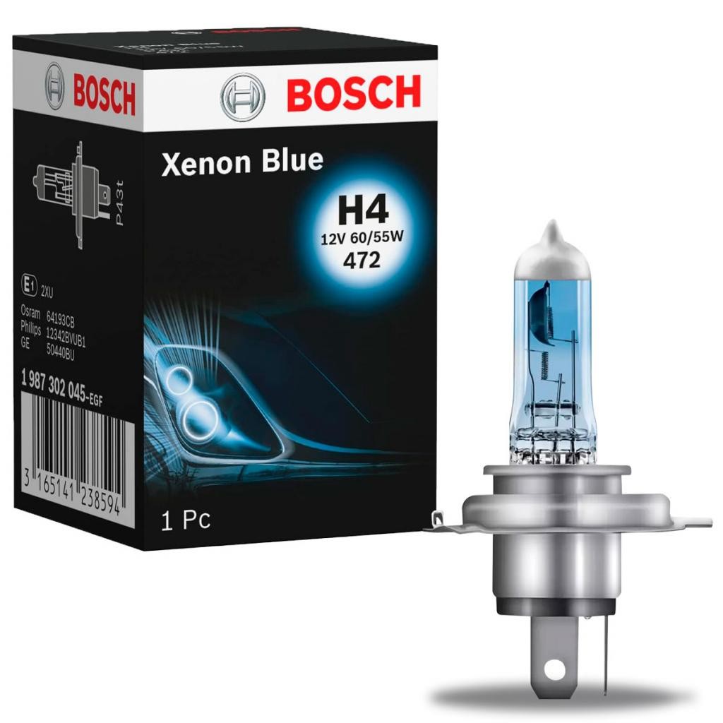Lâmpada Bosch Automotiva H4 Xenon Blue 12V 60/55W Halógena Super Branca em Oferta na Shopee